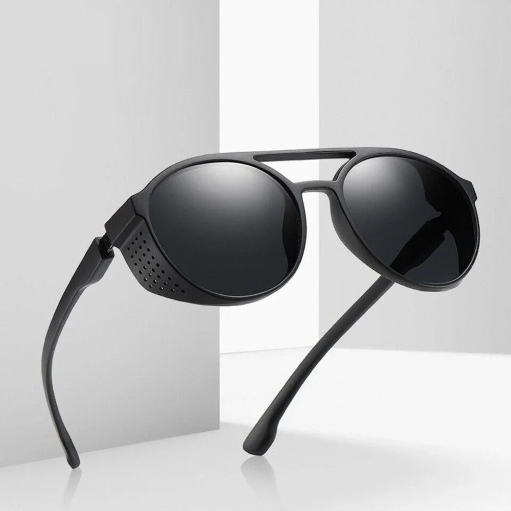 Stylish Round‎ Steampunk Sunglasses UV 400 Protection Side Shield Shades Retro